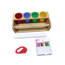 Adjustable Bamboos Art Easel For Kids With Roll Paper-Set 1