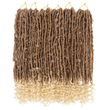 Butterfly Locs Crochet Hair 18 Inch PreTwisted Curly Ends Distressed Faux Locs Braids T30/613 Pack of 6