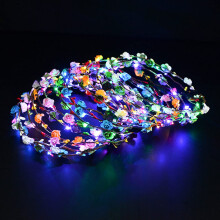 20 Pcs Multicolor LED Flower Crown Headbands with Three Light Modes for Weddings Parties and Events