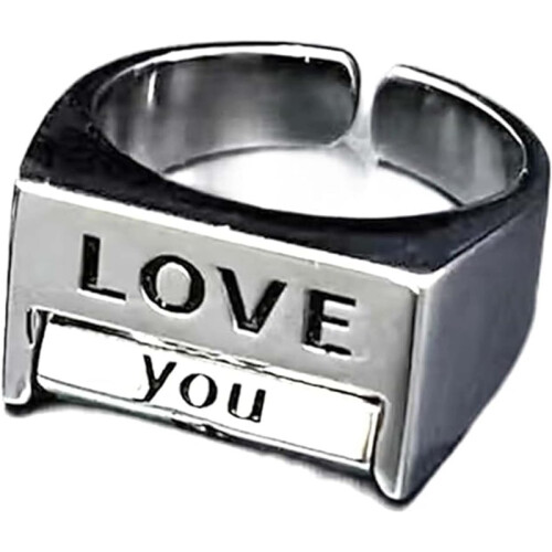 (Love) Creative Mood Control Ring, Fu*k Rotatable Spinner Ring, Anxiety Adjustable Retro Open Ring