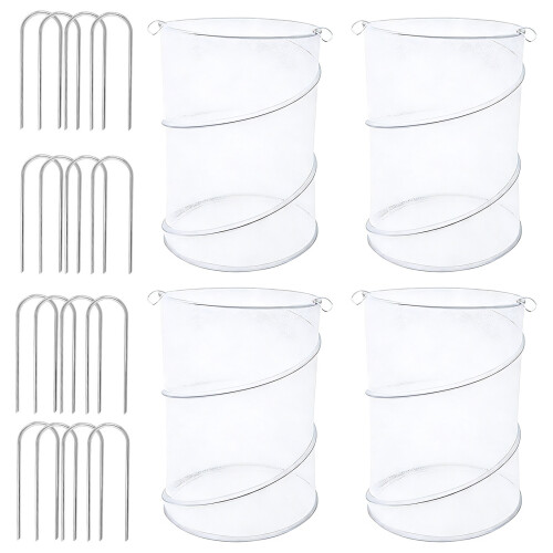 4pack Popped Up Garden Plant Meshes Covers Quick Deploy-White