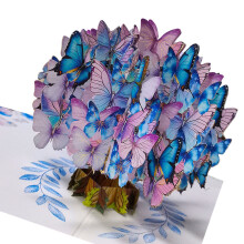 Beautiful Accurate Cut 3D Popup Card Floral-butterfly blue