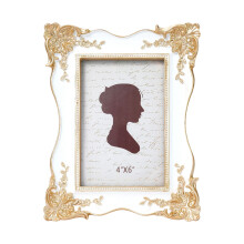 Romantics Carved Resin Photo Frame Antique Gold Trim-White