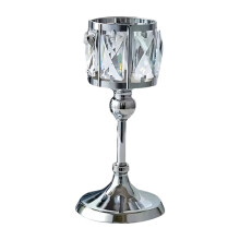 Elegante Metall-Kristall-Teelichthalter für-Silber S