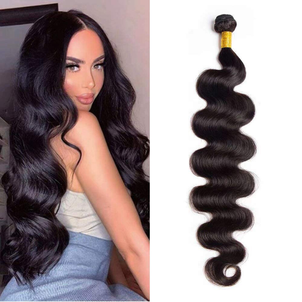 Brazilian Body Wave Virgin Human Hair Bundles 20 Inch Remy Extensions Natural Black Tangle
