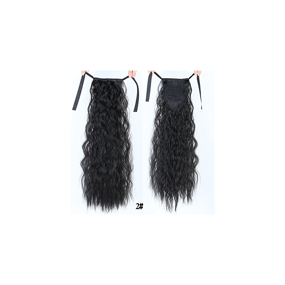 Ponytail Hair Extension Long Kinky Curly Heat Resistant Synthetic Drawstring Claw Clip Hairpiece 22'