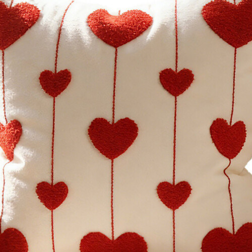 Valentine's Day Heart Embroidery Pillowcase 1