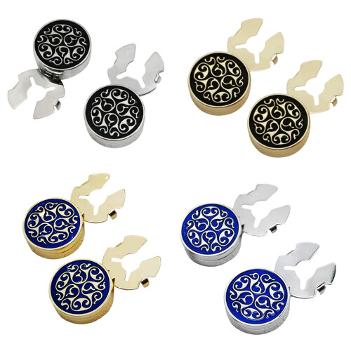 Handsome Copper Cufflinks Featuring Pattern And Stone-gold 1