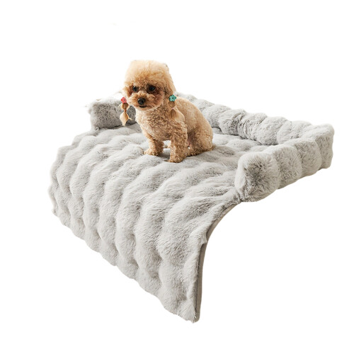Dog Sofa Bed Soft and Comfortable Thicken Cover-Light Grey A