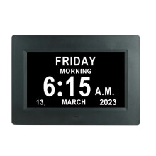 All-In-One 7" Digital Calendar Clock with Date and Time, Alzheimer\'s Clock for Parents - Black