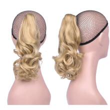 Claw Clip Ponytail Hair Extension 16 Inch Synthetic Wavy Ombre Hairpiece with Natural Volume Boost