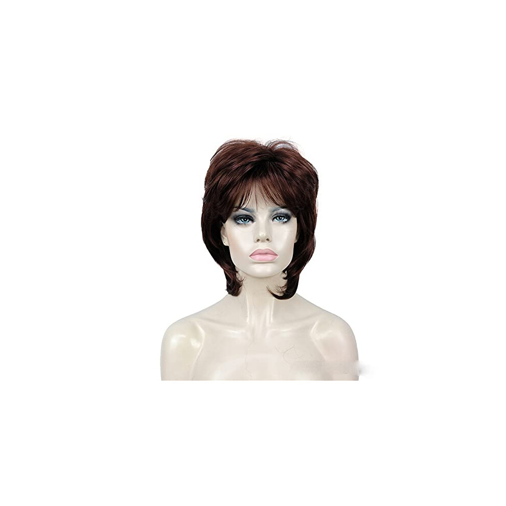 Unisex Dark Short Wavy Wig With Roots 33A Ombre Blonde Synthetic Fashion Wig Full Natural Volume
