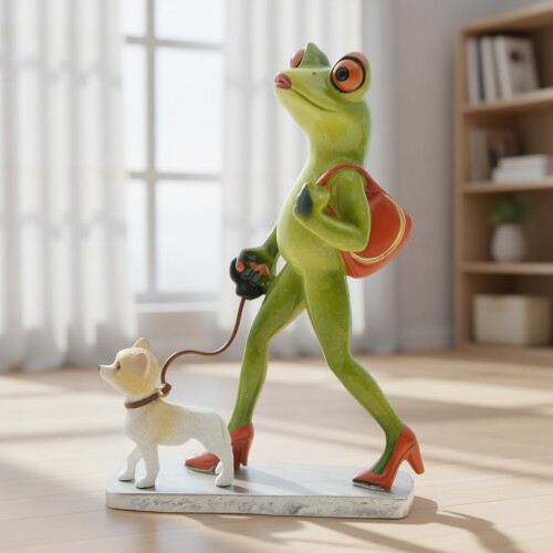 Statue de chien en forme de grenouilles mignonnes, Figurine en 1