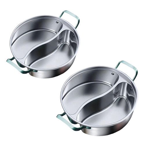 Elegant Divided Hot Pot Without Lid And Double Handle-34cm 1
