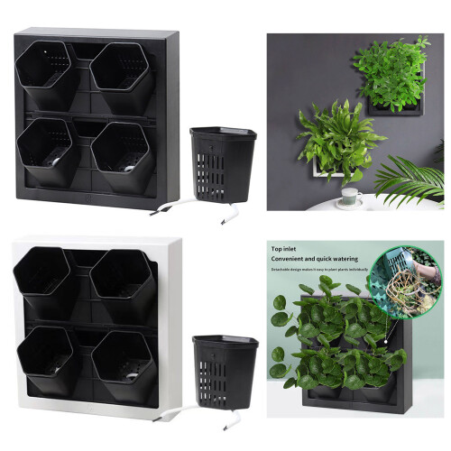 Stylish Plastic Wall Hanging Garden Planter Combines-White 2