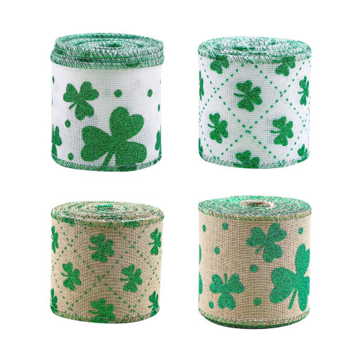 Patricks Themed Linen Ribbon For Creating Bowknot Wrapping-C 1