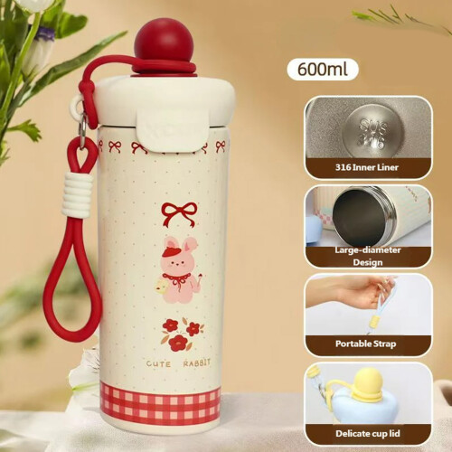 Cartoon Float Ball Design Stainless Vacuum Flask With Leak-Red 1