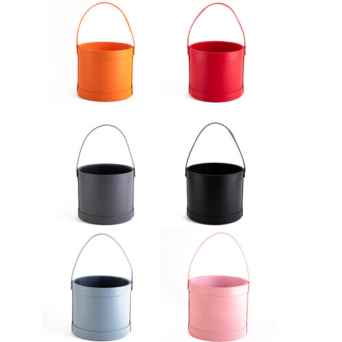 Modische Geschenkverpackungsbox aus Leder in runder Form-Orange 1