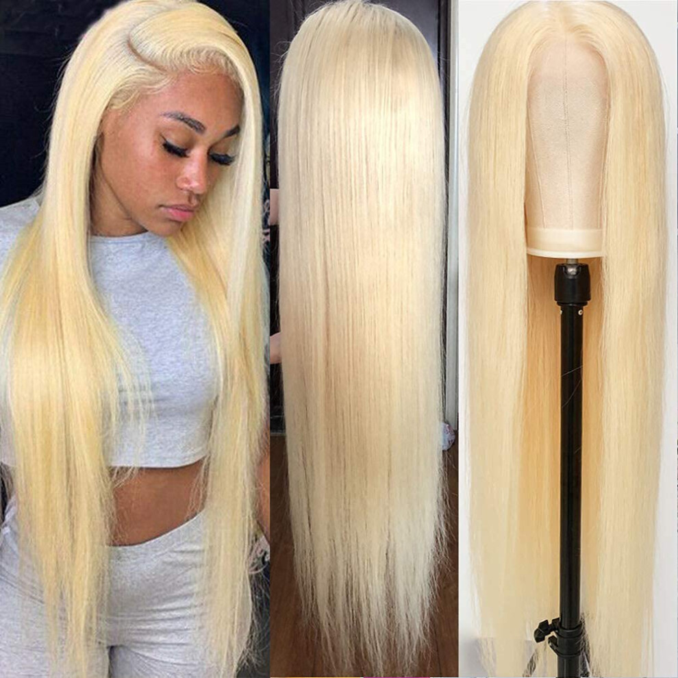 Unisex 613 Blonde Lace Front Wig Human Hair 26 Inch Pre Plucked 13X4 Transparent Lace With Baby Hair