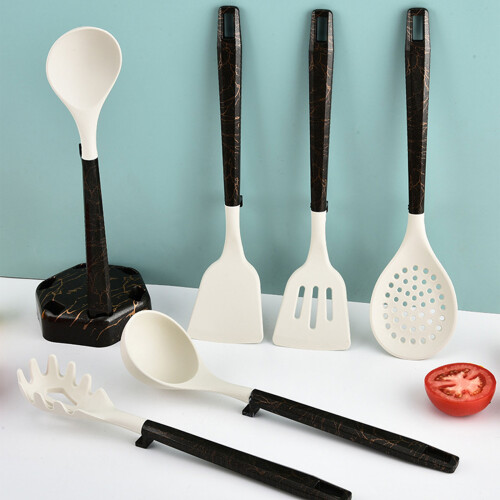 Spatule de cuisine résistante à la chaleur, ustensiles de-Noir 2