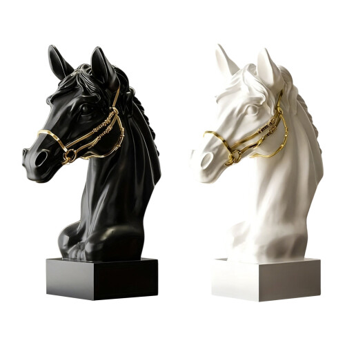 Classical Horse Head Statue For Home Decoration Solid-Black 1