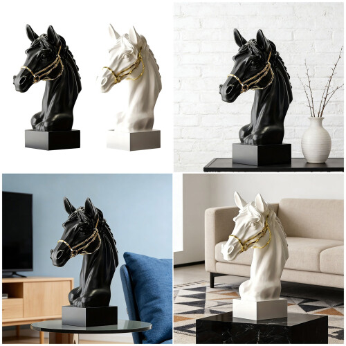 Classical Horse Head Statue For Home Decoration Solid-Black 2