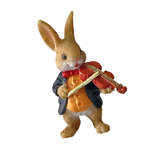 Mini Easters Bunnies Tiny Rabbit Miniature Resin-Violin Hare