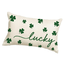 Housse de coussin sur le thème du trèfle en lin mesurant 30