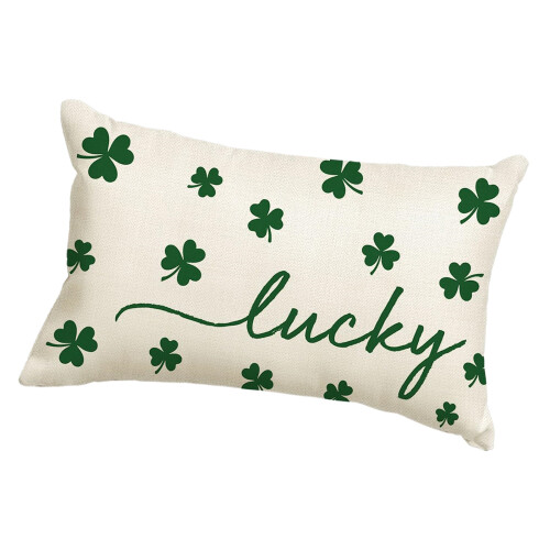 Housse de coussin sur le thème du trèfle en lin mesurant 30
