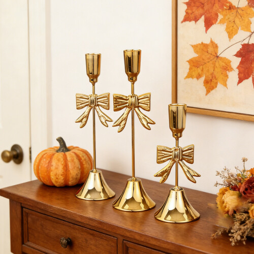 Iron Taper Candle Holders Decorative Candle Stand,Bowknot 1