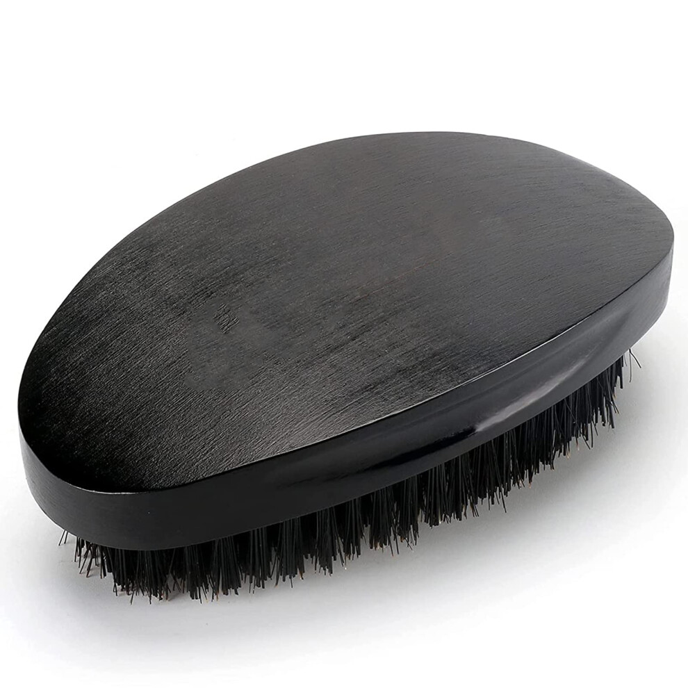 360 Wave Brush for Men Curved Medium Hard Boar Bristle Beechwood for 360 Wave Styling