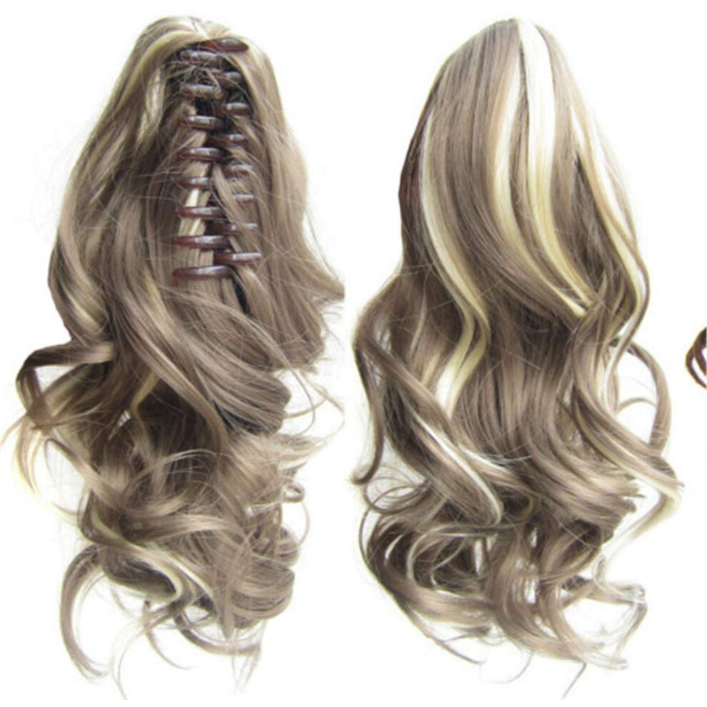 Unisex Wavy Ponytail Hair Extension 35Cm Blonde 9Ah613 Heat Resistant Synthetic Clip In Hairpiece