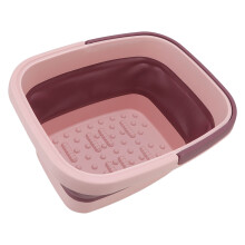 Faltbarer Silikon-Fußbadewannen-Behälter Pink, tragbar, 23 cm Höhe