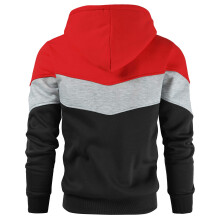 Herren Hoodie mit rotem Farbblock-Design, Größe M, atmungsaktiv & bequem, lockere Passform
