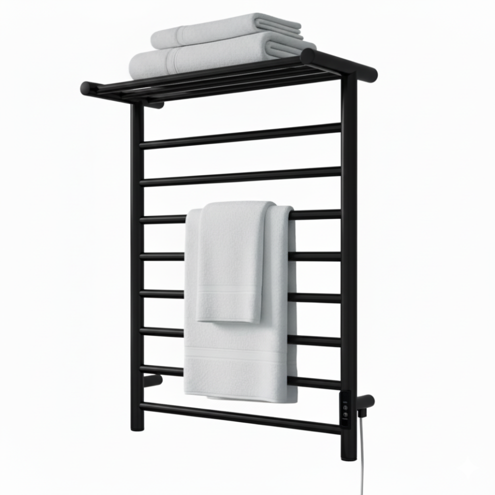 Manissa Chester Electric Black Towel Wamer H660mm X W550mm Rail Bathroom Heater Heated Towel Rail 5065000320904
