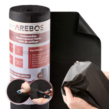 AREBOS Weed Control Fabric 150g/m² | Heavy Duty Weed Membrane Permeable & UV Resistant | Garden Ground Cover Roll for Beds Paths Gravel 1x50m