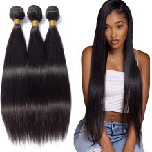 Brazilian Virgin Human Hair Bundles 3 Pack Straight Weave Extensions 20 22 24 Inch Smooth