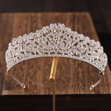 Bridal Tiara with Sparkling Austrian Crystals, Vintage Wedding Crown for Bride in Light Yellow