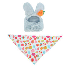 Plush Holiday Geese Outfit Set Scarf Rabbit Hat Geese-Blue