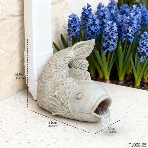 Elegant Simulated Fish Statue With Functional Drainage Fish 2