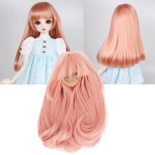 Doll Wig Mesh Cloth Blunt Bangs Long Fake Hair for DIY Toy Carrot Tone