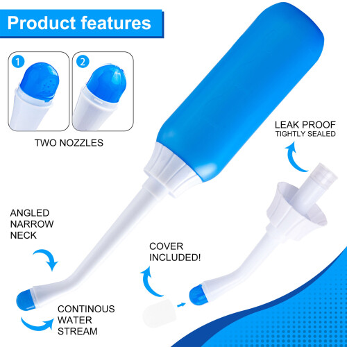 Portable Blue Bidet Spray Bottle, Eco EVA/PP, Stretch Nozzle 2