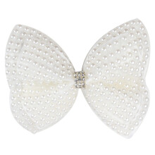 Pearl Bow Hair Clip with Rhinestone Double Bowknots Elegant Hair Accessory for Women and Girls