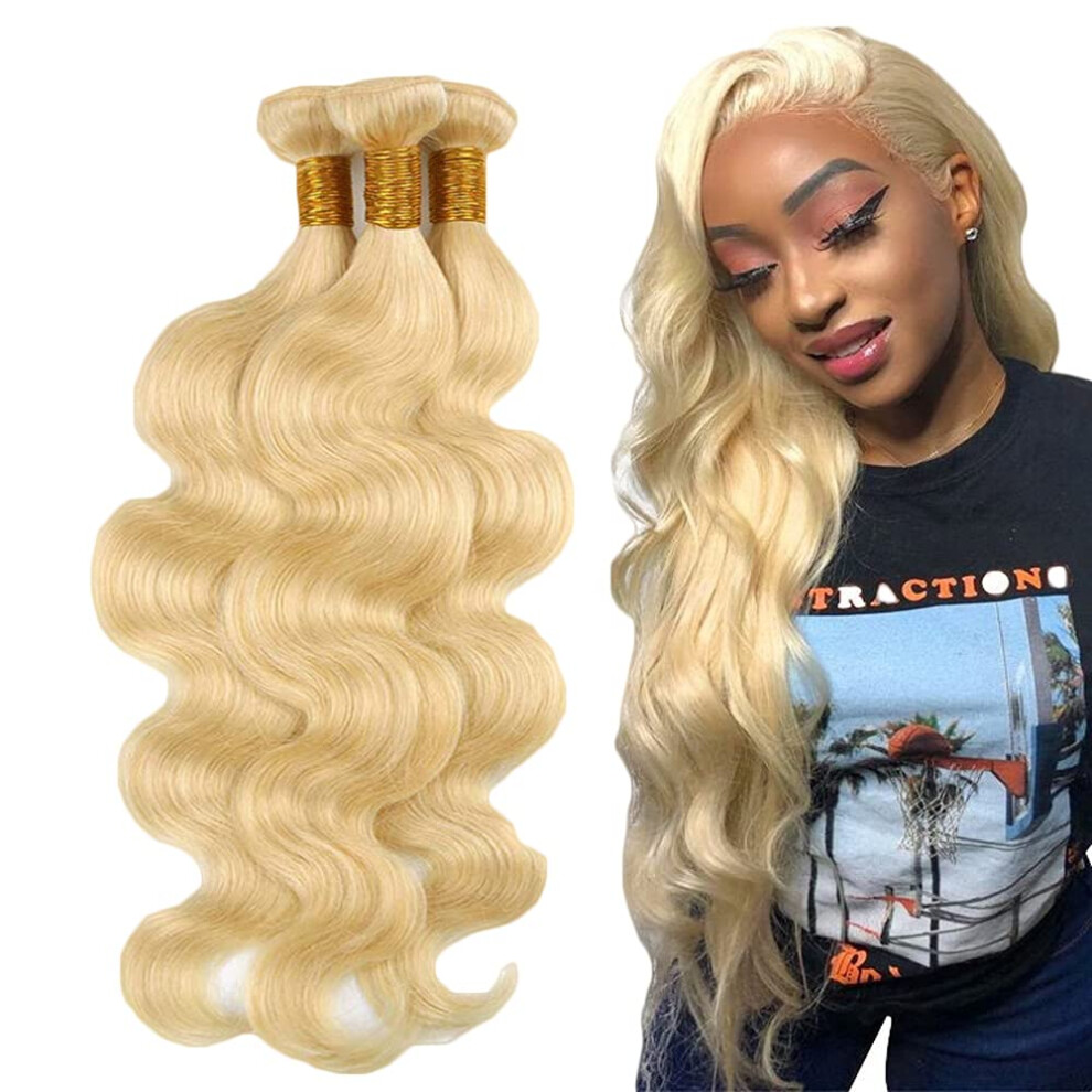 Unisex 613 Human Hair Bundles Honey Blonde Body Wave 3 Bundles Brazilian Virgin Remy Hair Weave