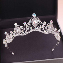 Crystal Rhinestone Tiara Silver Bridal Headband for Women Wedding Crown Hair Accessories