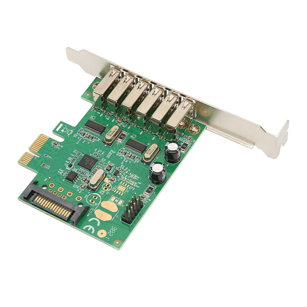 Pcie To Usb 2.0 Expansion Card 6 Ports Sata 15Pin For Desktop Win System 4141390065463