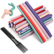 Heatless Hair Curlers Set, 30 Flexible Curling Rods in 5 Sizes for Comfortable Overnight Styling