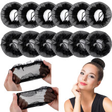 Hair Nets for Ballet Bun and Wig  12 Pcs Invisible Mesh with Secure Elastic Hold, Black
