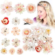 12 Pcs Bohemian Flower Hair Clips for Women Girls, Chiffon Hawaiian Hair Accessories for Wedding Beach Party