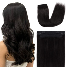Wire Hair Extensions Real Human Hair 24 Inch Invisible Wire Natural Black Straight Double Weft